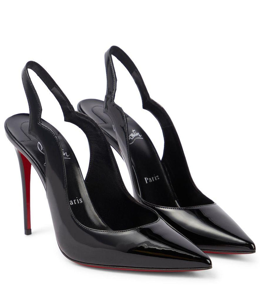 Christian Louboutin Hot Chick Sling – Vernis rose poudré slingback semelle rouge