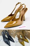 Christian Louboutin Hot Chick Sling – Vernis rose poudré slingback semelle rouge