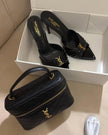Saint Laurent – Set sac matelassé noir et mules YSL talon aiguille noir